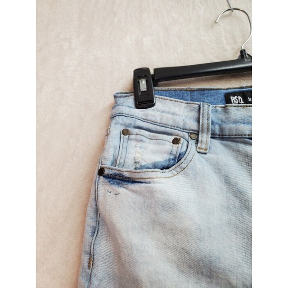 RSQ Jeans Women's 28 Blue Denim Cotton Slim Fit Straight Distressed Light Wash - Picture 7 of 12